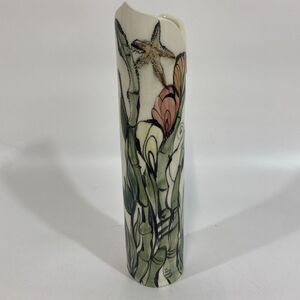Nancy Salamon Clay Born Pottery Whimsical Art Pottery vase Hand Painted Crane